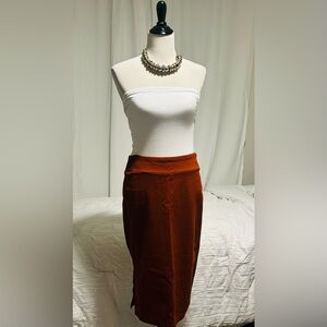 Nine West M slim stretchy knit copper Rust pencil Skirt with side slit